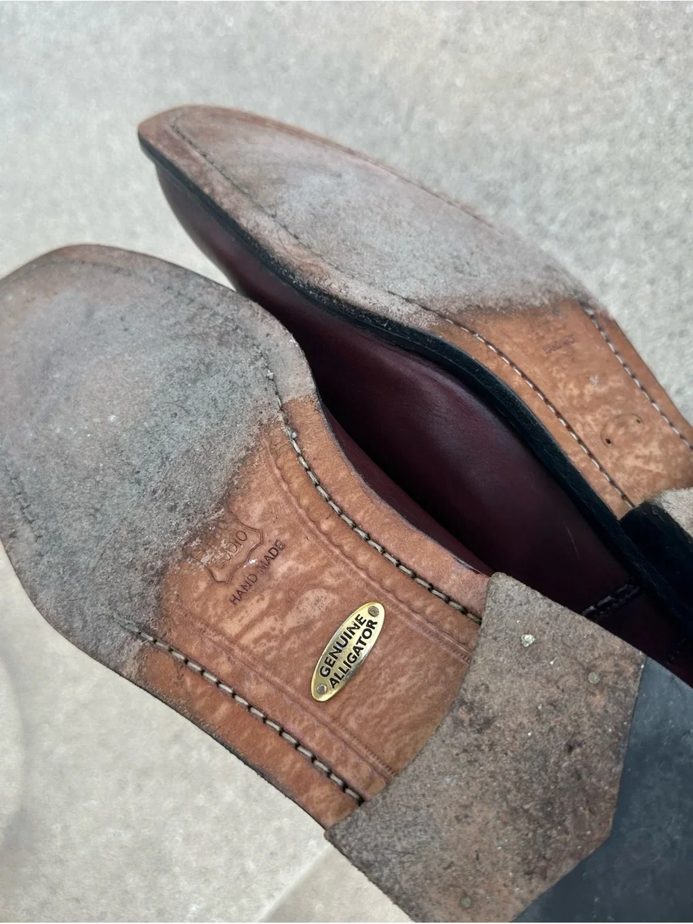 Genuine Alligator trim! Men's Burgundy Leather Oxford with Brogue Detailing